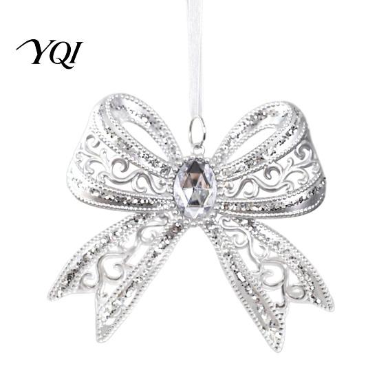 Reusable Acrylic Bows Faux Crystal Bow Christmas Ornament, Sparkly Hollow Decorative for Garlands Knot Hanging Decoration Home New Year Party