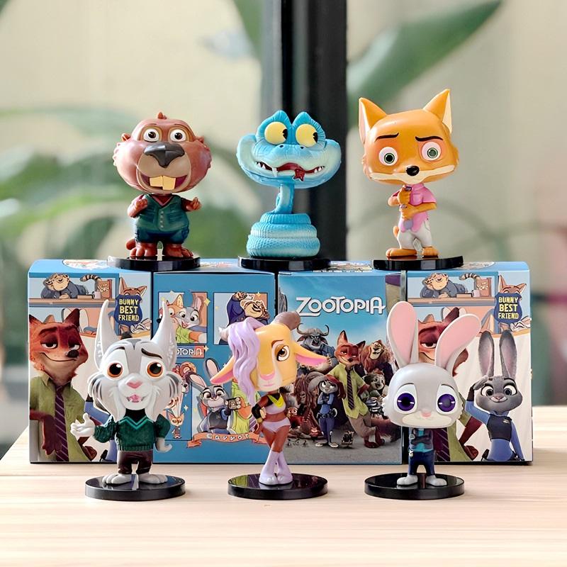 Zootopia Figure Set 4 Styles, Cute Cartoon Animal Characters PVC Collectible Model Toys, Best Gift for Kids Fans