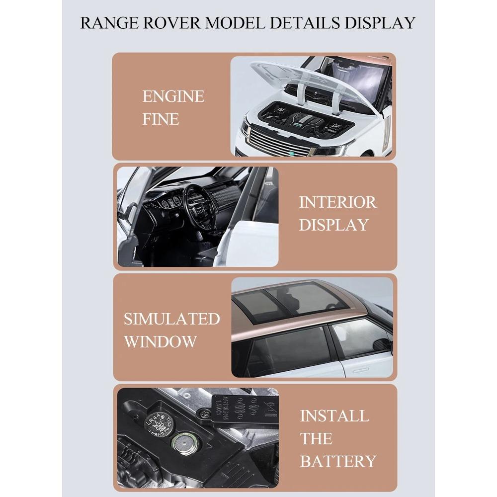 1/18 Scale Land Rover Range Rover SV2022 Alloy Diecast Model Car Metal Large Home Trendy Decoration Holiday Gifts with Boyfriend Kids