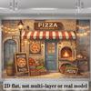 2D Pizzeria Backdrop Vintage Pizza Shop Photography Background
