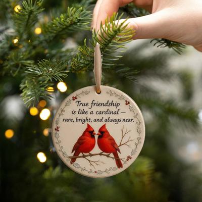 Rote Vögel Weihnachtsornamente Runde Acryl Roter Vogel Hängeornamente für Weihnachtsbaum Freundschaftserinnerung für beste Freunde Schwestern Seelenverwandte
