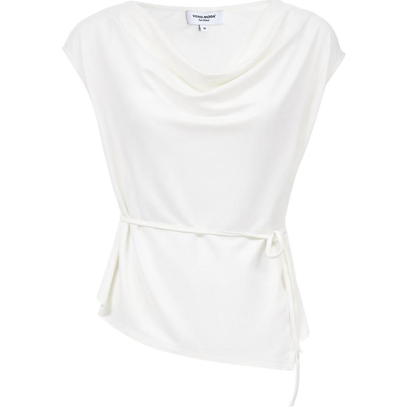VEROMODA Women s Drape Neck Solid Short Sleeve T-Shirt EU 39