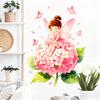 Blomsterfe Vægklistermærke, Store Lyserøde Hortensia Sommerfugl Vægdekorationer, Afskal Og Klæb Vægmaling Kunst til Piger Værelse Soveværelse Børneværelse Legeværelse