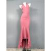 Export Single Stylish Beautiful All-Match Halterneck V-neck New Sheath Fish Tail Figure Flattering Trailing Fashion Socialite Dress