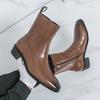 Fashion Fashionable New Men's Pointed Brushed Color Side Zipper High Top Boots British Men's Comfortable Anti Slip Chelsea Outdoor Boots