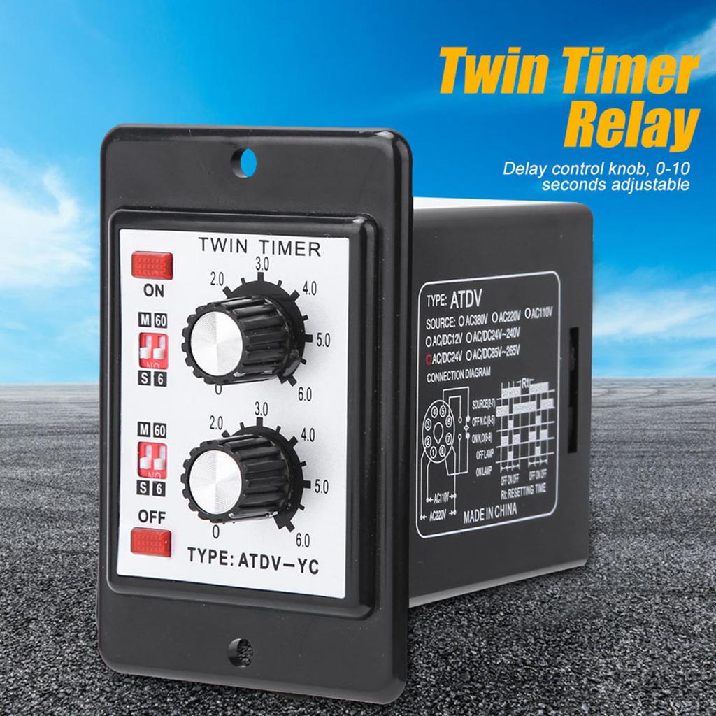Ein Aus Twin Timer Relais Knopf Steuerung Zeitschalter ATDVYC 6S60M (DC 24V)