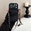 Crossbody Necklace Leather Silicone Phone Case for IPhone 11 12 13 14 15 16 17 Pro Max 16 Plus Wallet Card Holder Slot Cover
