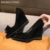 Bow Wedges Women Shallow Shoes Suede Pointed Toe Sexy High Heels Pumps 2025 Trend Winter Dress Party Designer Femme Chaussures