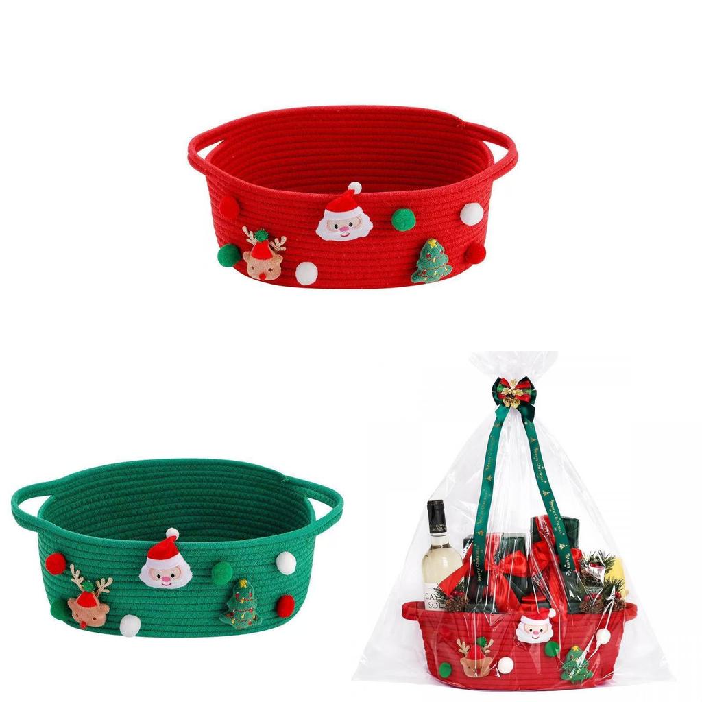 Christmas Candy Bag Gift Basket With Cotton Handle For Holiday Decor And Storage