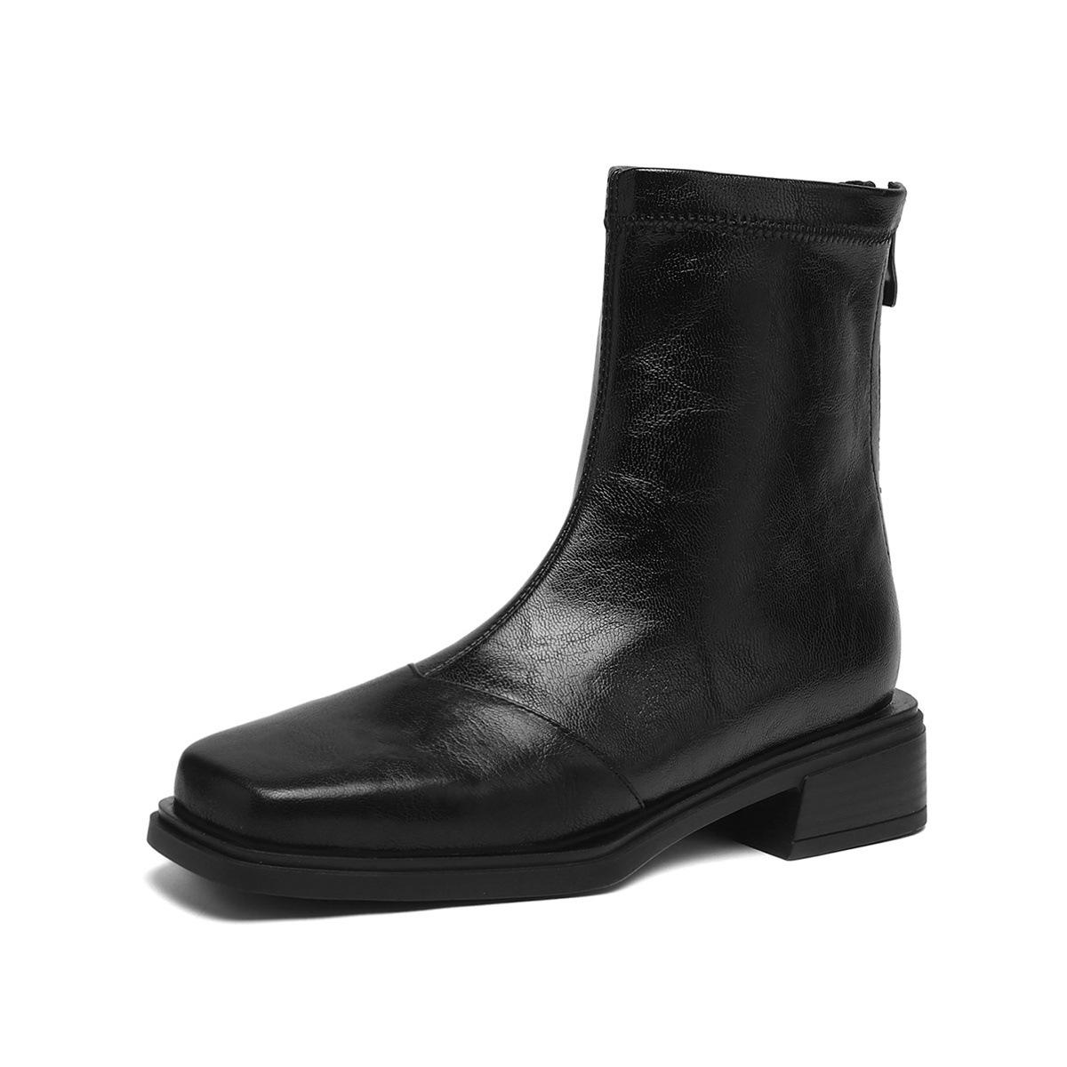 

Coarse Heel Short Boots 2025 Autumn and Winter Retro British Style Skinny Boots Square Martin Boots 40 чорний