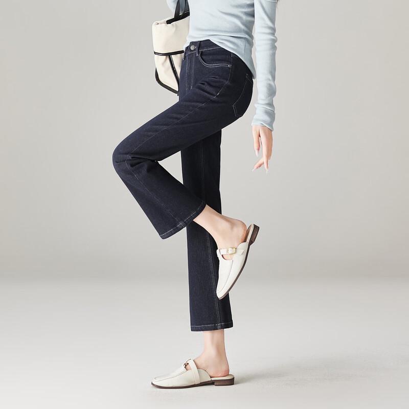 SOFSIL 2026 Spring Women's High-Waist Flared Washed Denim Jeans