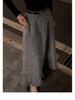 Gray High-Waisted Wool Blend Midi Skirt with Highlight Pocket Print for Women