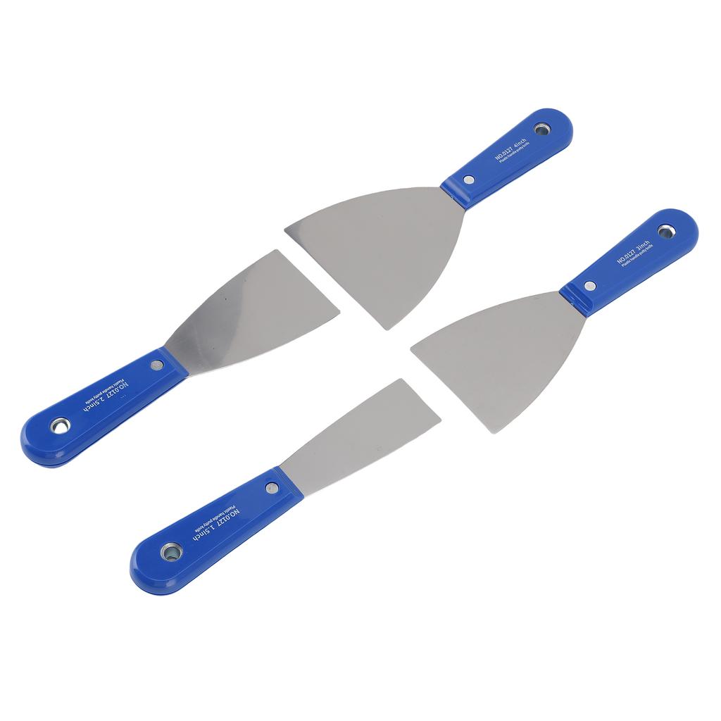 4Pcs Putty Scraper Set with Storage Bag Metal Carbon Steel Plastic Handle Drywall Repair Spreading Painters Tool