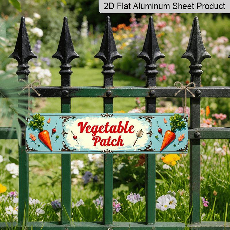 2D Flat 1pc, [Vintage Metal Sign] Rustic Metal "VEGETABLE PATCH" Sign | Vintage Garden Design Wall Art for Home, Kitchen, or Garage Decor (15.74 X