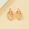 1pair Fashionable Gold Tone Metal Multi-Turn Knotted Design Stud Earrings for Women, Double Hoop Studs, Statement Dangling Earrings, Unique Earrings