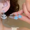 Korean silver needle zircon fan stud earrings light luxury high sense exquisite versatile earrings new huge good-looking earrings