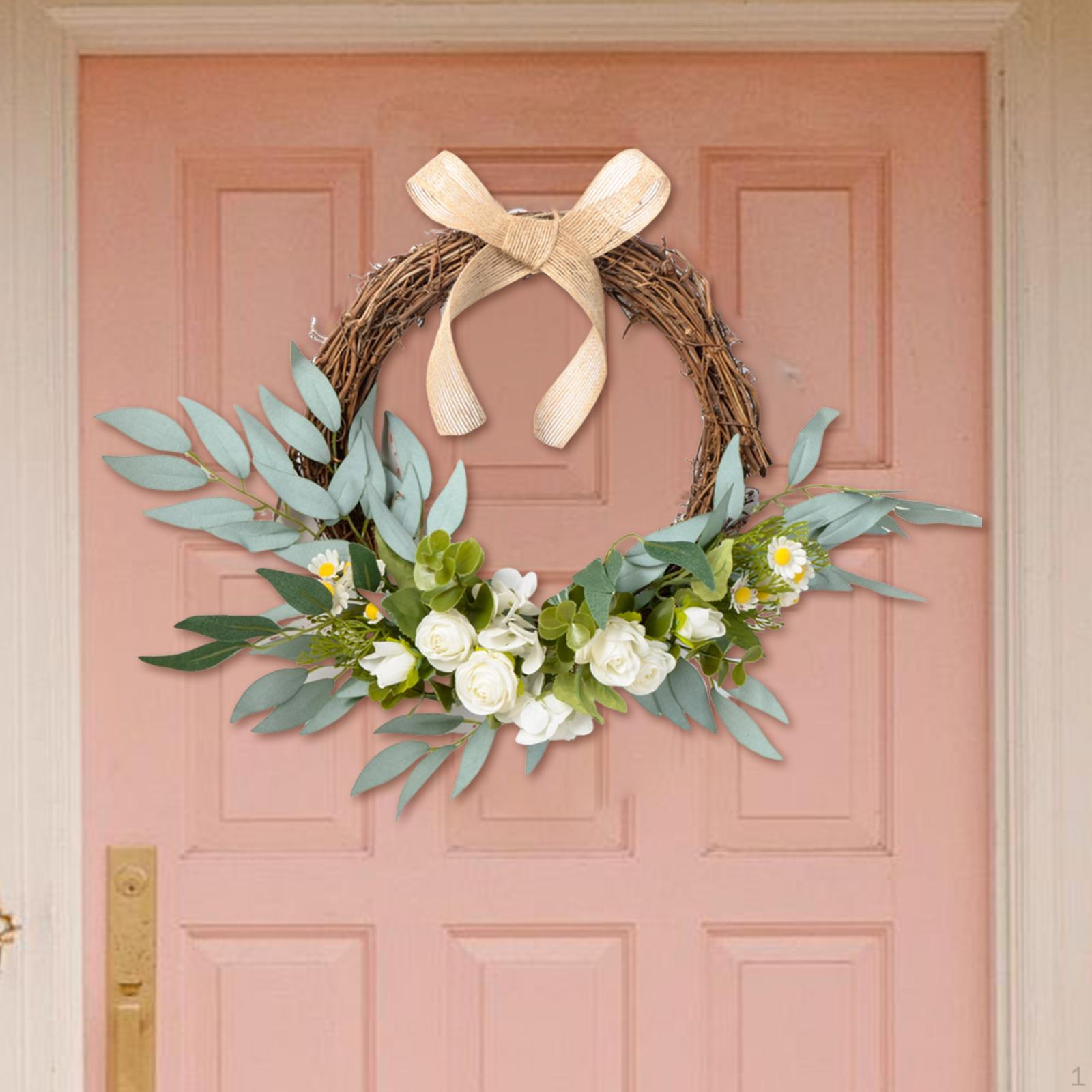 

Цветочный венок для входной двери, декоративный элемент для свадеб и торжеств белый