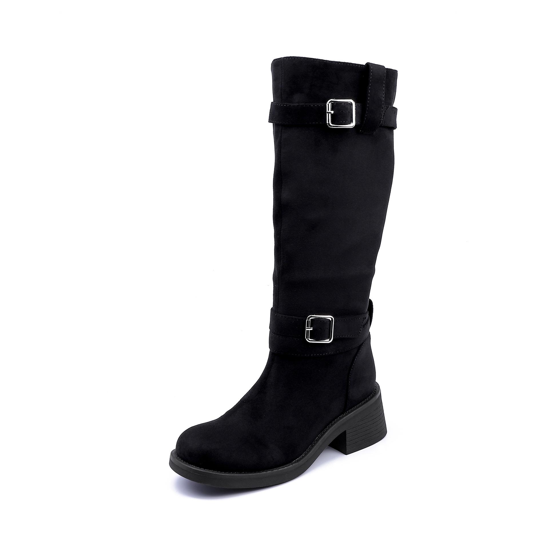 

Зимние новые рыцарские сапоги модные сапоги-чулки интернет-знаменитости с длинным голенищем до колена на толстой подошве женские универсальные повседневные 35