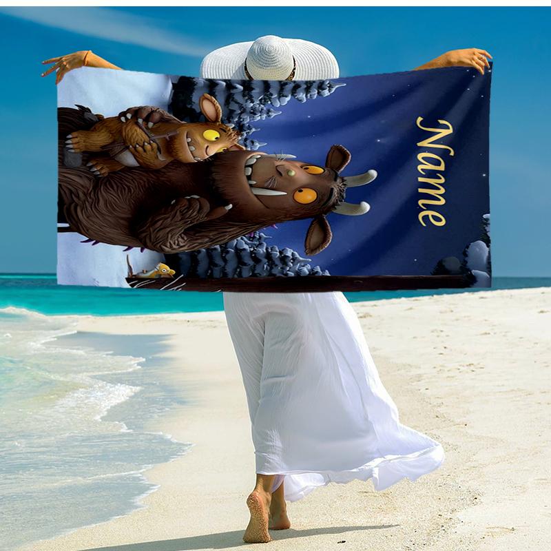 Custom Name Ultra-Soft Beach Towel with The Gruffalo Theme,Ideal for Pool - Camping, Diving - Perfect Travel Essential, Vibrant Beach Towel.