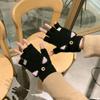 Color Keep Warm Outdoor Car Ear Women's Gloves Flip Cover Gloves Half Finger Gloves Thick Mittens