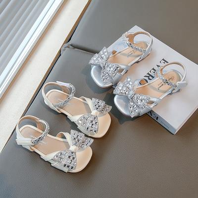 Sandali da Spiaggia per Bambina Punta Aperta Cristallo Lucido Sandali per Bambini Suola Morbida Antiscivolo Estate 2025 Nuovi Sandali Principessa per Bambini Chiusura a Velcro Elegante