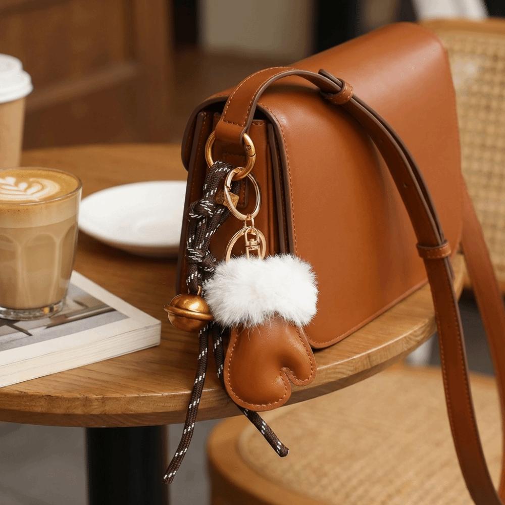 Fashionable PU Small Gloves Bag Pendant Cartoon Car Keychain Tie Bells Weave Ropes Small Gloves Keychain Gift