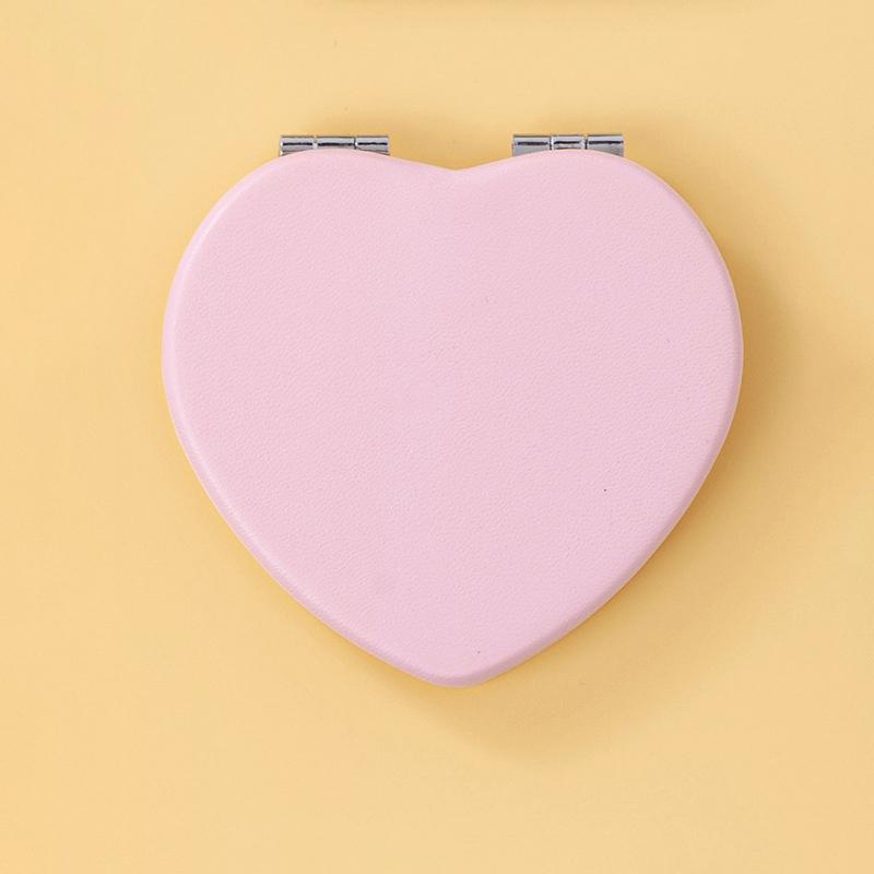 1 Piece Dual Sided Portable Heart Shaped Compact Mirrors Folding Makeup Mirror Travel Size High Definition Pocket Vanity