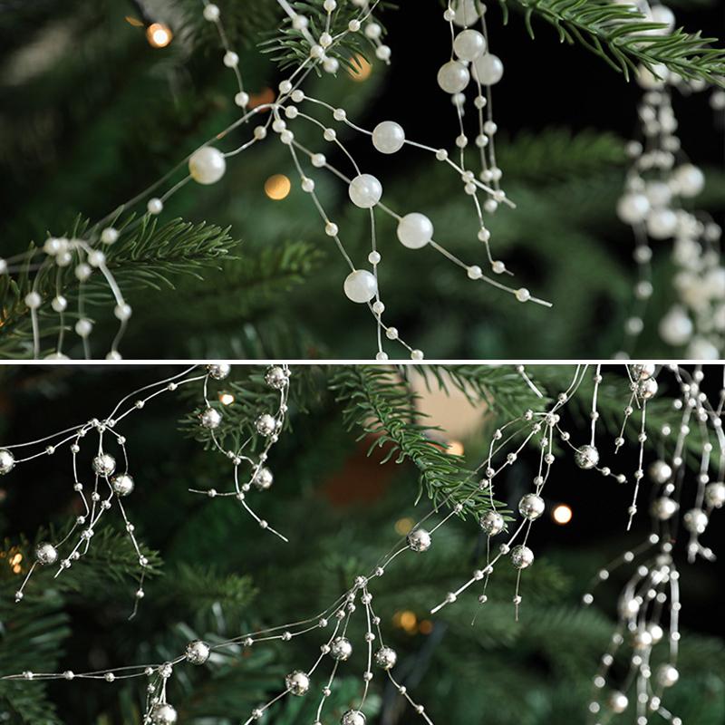 2M Festive Vine Wreath Decor Plastic Bead String Frosted Icicle Ornament Strand Christmas Ice Crystal Bead String Pendant