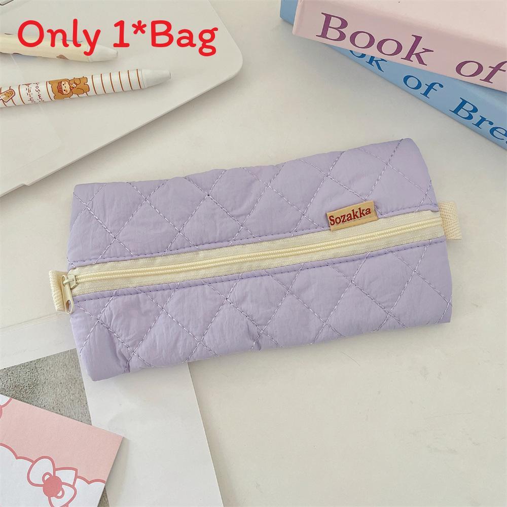 Student Pencil Case Soft Fabric With Zipper For Girls And School Supplies