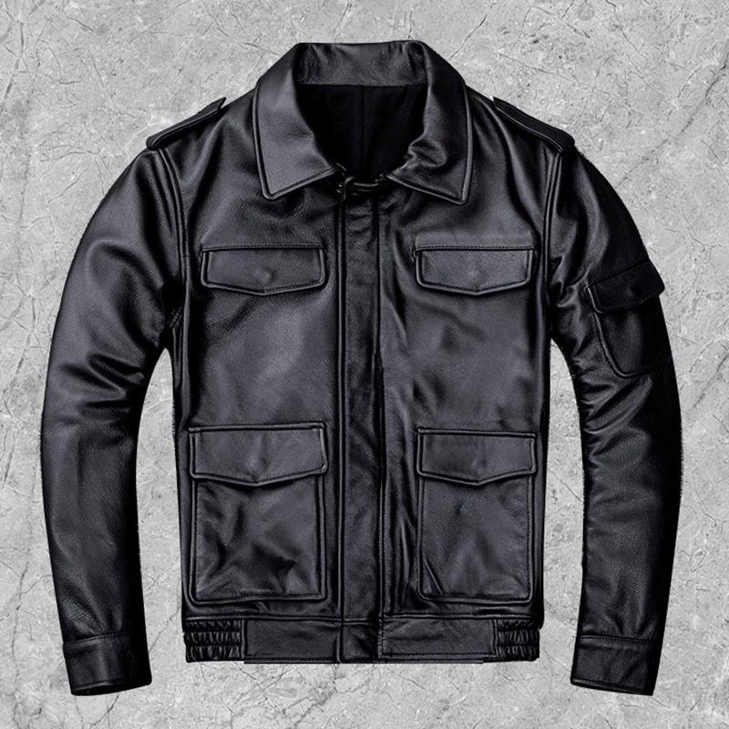 

Мужская кожаная куртка китайского размера из натуральной коровьей кожи на осень 7XL