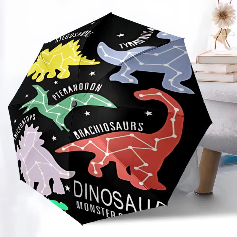 1pc Dinosaur Constellation Automatic Folding Umbrella Portable Collapsible 8-Rib Umbrella for All Seasons, Casual Outdoor Accessory, B48