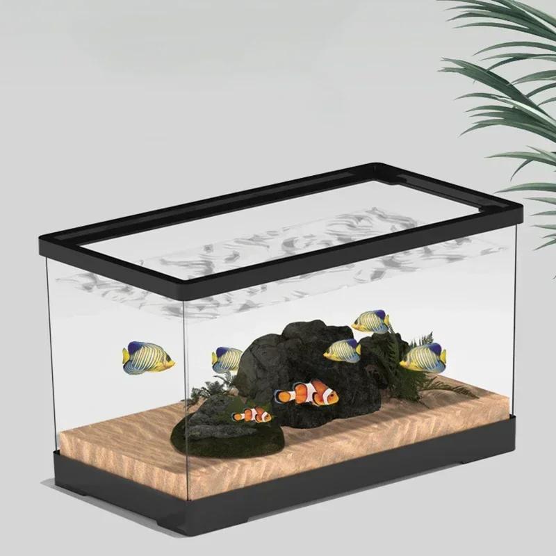 Terrariums Turtle Breeding Aquarium Fish Tank S/M with Anti-escape Cover Terrarium Turtle Acrylic Box Reptiles House Fish Tank