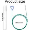 Sunroof Drain Cleaning Tool, 118in Long Wire Pipe Cleaner with 2 Straight Flexible Cleaning Brushes Heart Handle Design Drain Snake Unclogger Hole