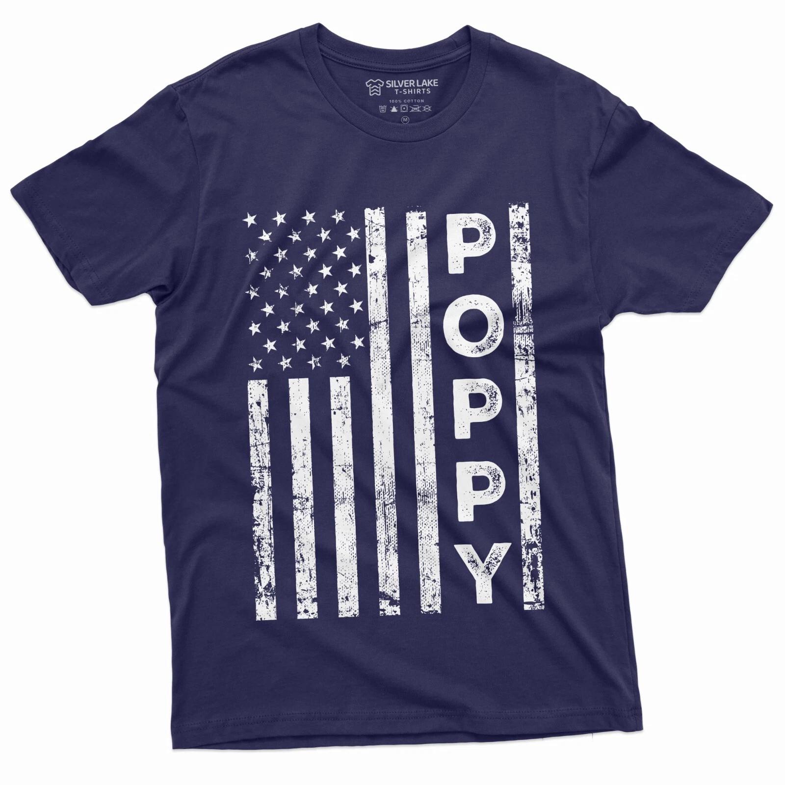 Poppy USA Flag shirt Papa Dad Grandpa Father s Day Patriotic USA Grandfather tee XL