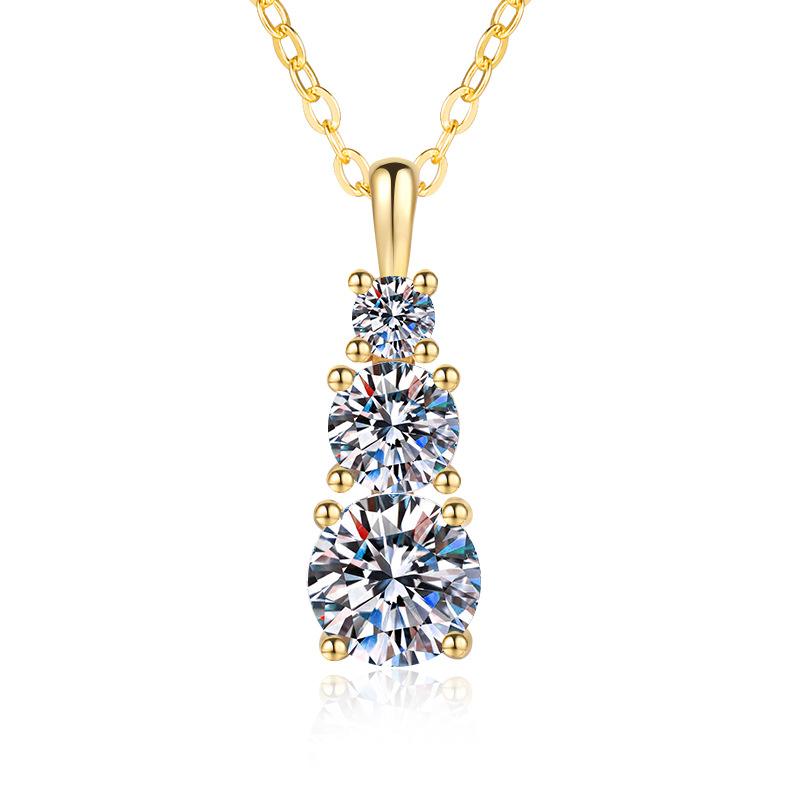 925 Sterling Silver Plated Pt950 Gold Pendant Women's Light Luxury High-end Moissanite Necklace Collarbone Chain 2026