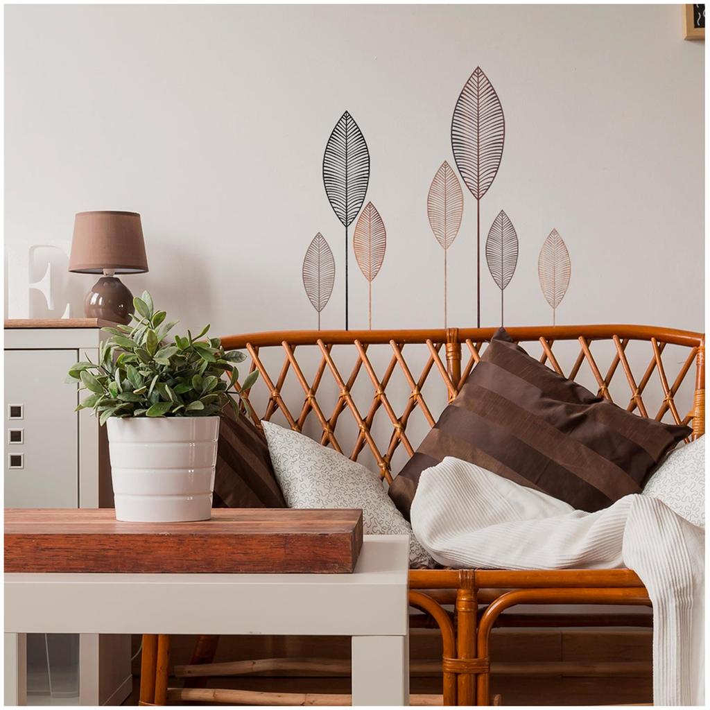 Les Trésors De Lily [R3378] - Sheet of Brown 'Ethnic Leaves' Stickers - 20x70 Cm