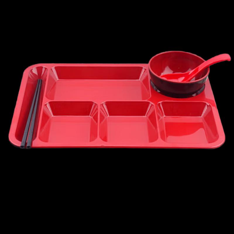 Zhi Shi 6-Compartment Melamine Canteen Tray Set