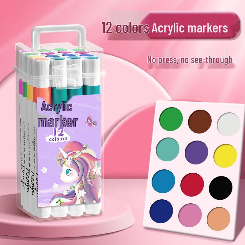 Marqueurs Aquarelle Acrylique pour Enfants - Ne Déteignent Pas, Stylos d'Art Empilables pour Élèves du Primaire