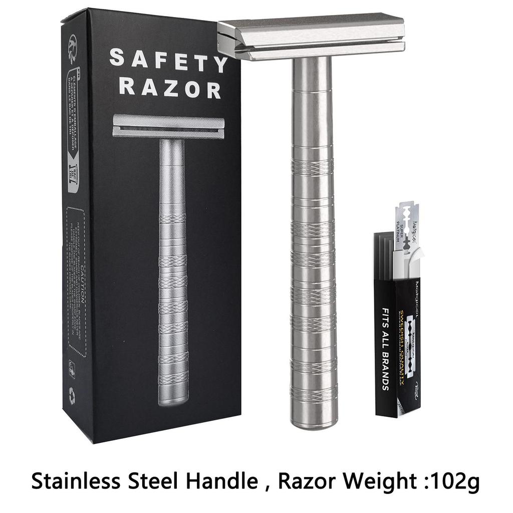 Stainless Steel Safety Razor with 5 Blades, 30° Shaving Angle