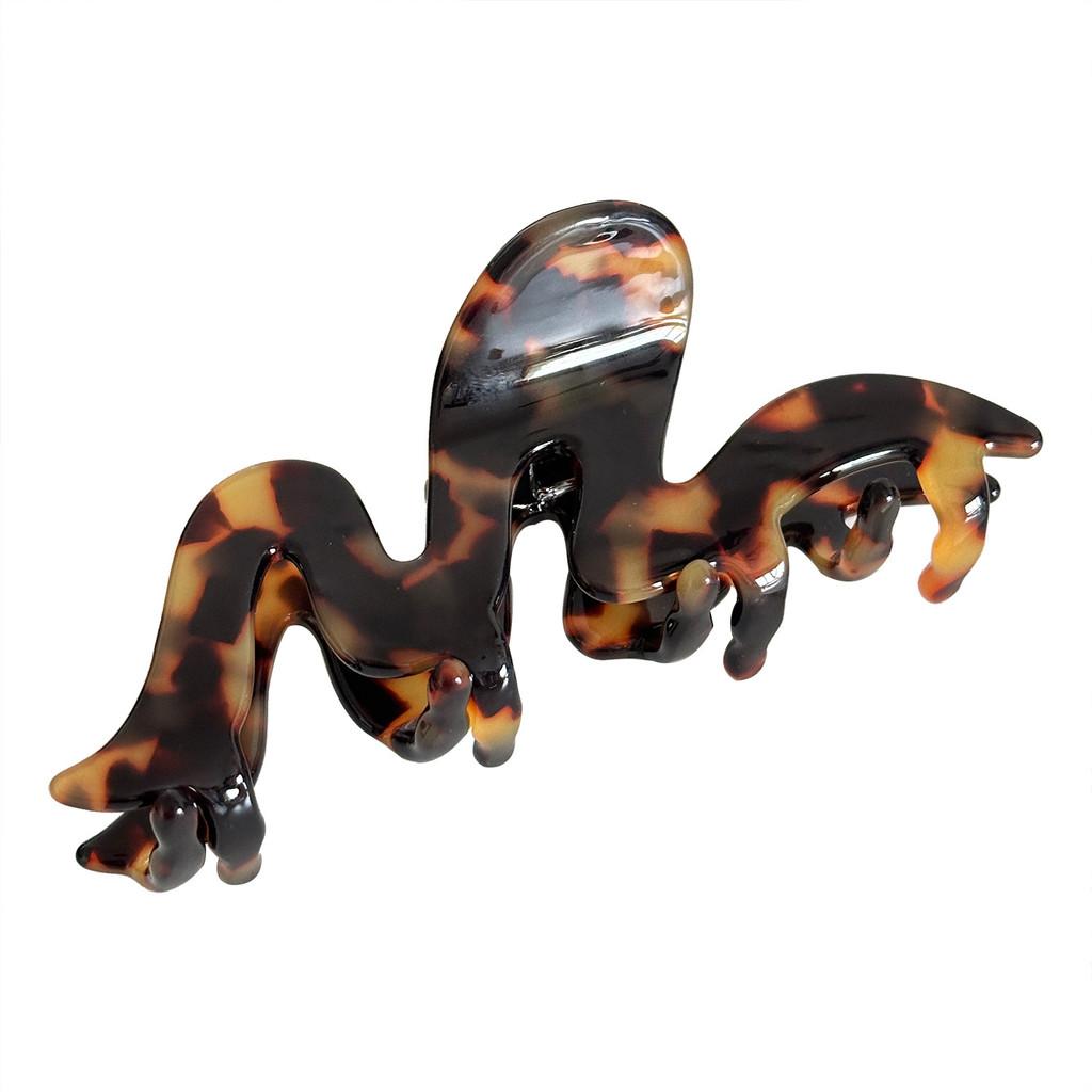 Elegant 3mm Acetate Wavy Hair Claw Clip For Stylish Updos And Ponytails