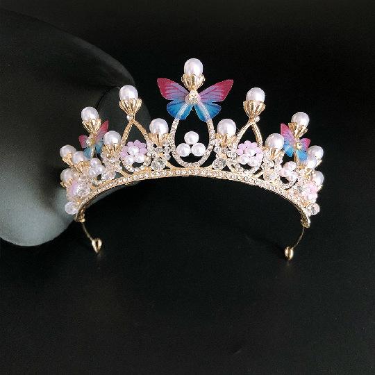 Children'S Crown Girl Crystal Crown Headgear Korean Fairy Princess Style Temperament Dress Accessories Crown Hair Accessories