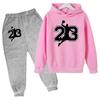 Autumn Winter Basketball #23 Silhouette Printed Hoodies Sweatpants Set Fashionable Casual Warm Sports Long Sleeved Pants Men's Sport Wear