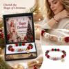 Personalized Custom Engraved Christmas Theme Bracelet with and Natural, Holiday Jewelry Gift