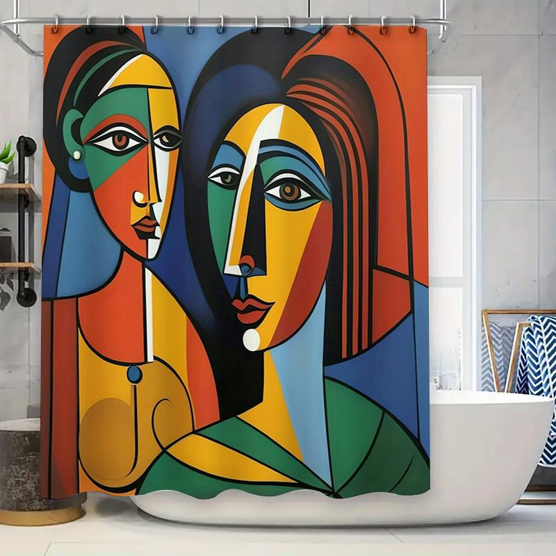 Colorful Abstract Shower Curtain, Modern Artistic Design For Bathroom Decor Available In Multiple Sizes (Multicolor)