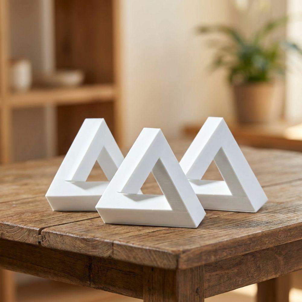 Minimal White Geometric Optical Illusion Funny Triangle Optical Paradox Craft Decor Holiday