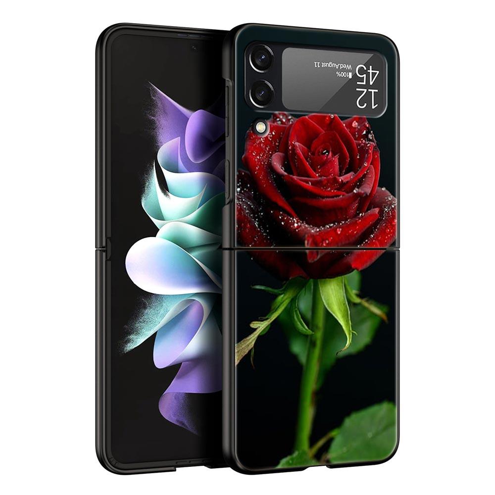 

Красивый чехол с красными розами для Samsung Z Flip 3 4 5, складной чехол для Samsung Z Flip3 Flip4 Flip5, жесткий чехол для ПК Samsung Z Flip 4
