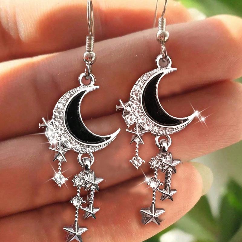 Retro Gothic Crescent Moon & Star Design Earrings For Women