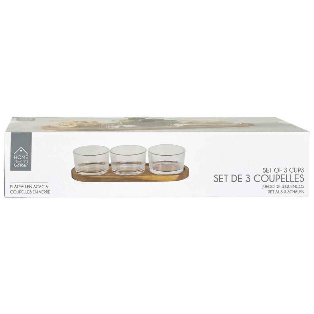 Acacia/Glass Snack Serving Set