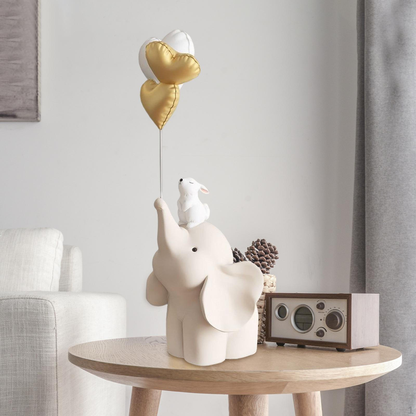 Креативная статуэтка слона, Коллекционная фигурка кролика, Универсальное декоративное искусство, Орнамент, Скульптура бежевый