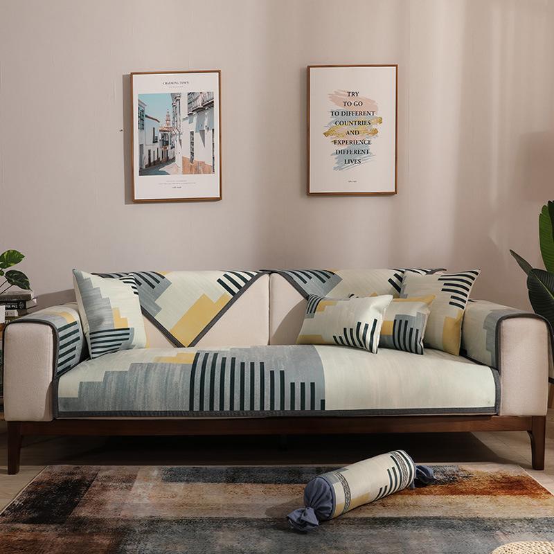 Sofabezug mit geometrischem Gittermuster, Schonbezüge, L-förmige Ecksofabezüge für das Wohnzimmer, rutschfeste Couchbezug, Sofahandtuch, 1/2/3/4-Sitzer